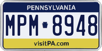 PA license plate MPM8948