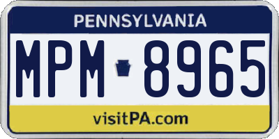PA license plate MPM8965