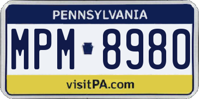 PA license plate MPM8980