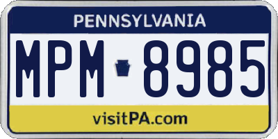 PA license plate MPM8985