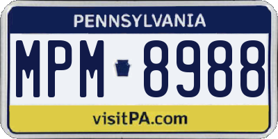 PA license plate MPM8988