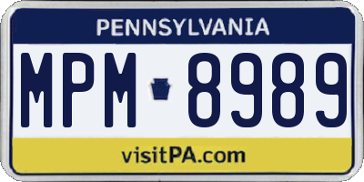 PA license plate MPM8989