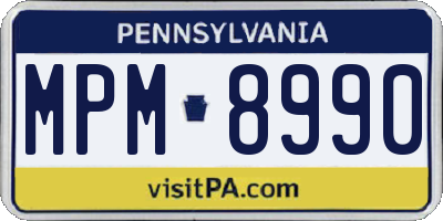 PA license plate MPM8990