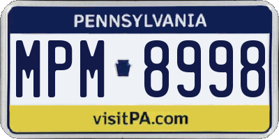 PA license plate MPM8998