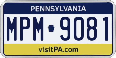 PA license plate MPM9081
