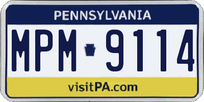 PA license plate MPM9114