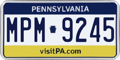PA license plate MPM9245