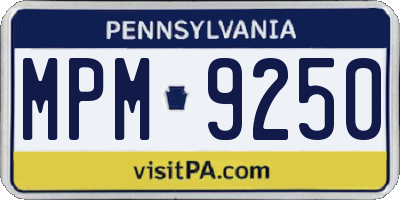 PA license plate MPM9250