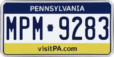 PA license plate MPM9283