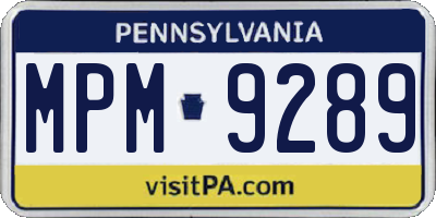 PA license plate MPM9289