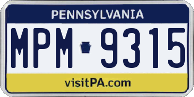 PA license plate MPM9315