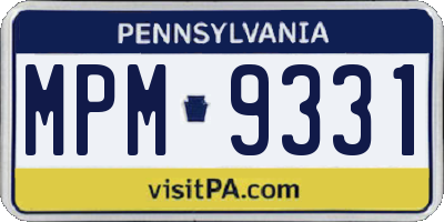 PA license plate MPM9331