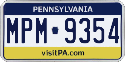 PA license plate MPM9354