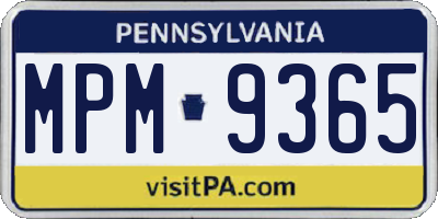 PA license plate MPM9365