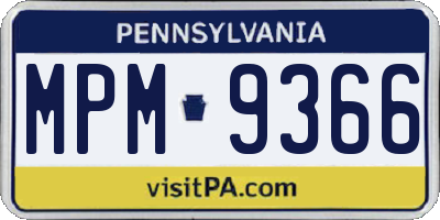 PA license plate MPM9366