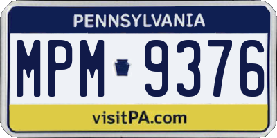 PA license plate MPM9376