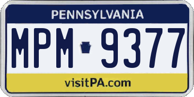 PA license plate MPM9377