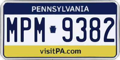 PA license plate MPM9382