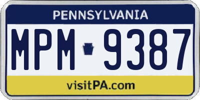 PA license plate MPM9387