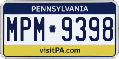 PA license plate MPM9398