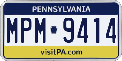 PA license plate MPM9414