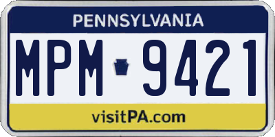PA license plate MPM9421