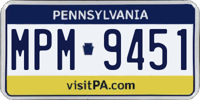 PA license plate MPM9451