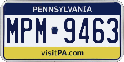 PA license plate MPM9463