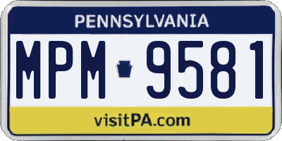 PA license plate MPM9581