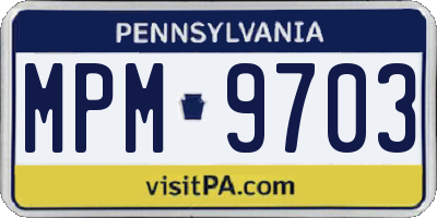 PA license plate MPM9703