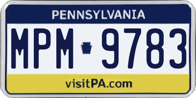 PA license plate MPM9783