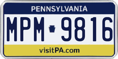 PA license plate MPM9816