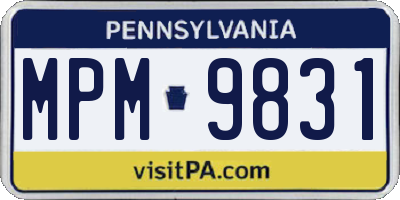 PA license plate MPM9831