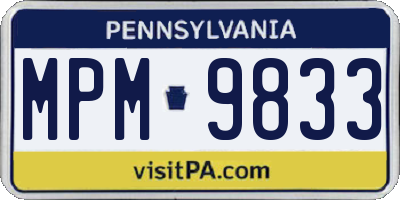 PA license plate MPM9833