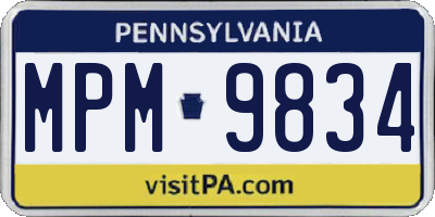 PA license plate MPM9834