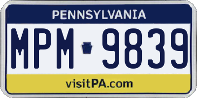 PA license plate MPM9839