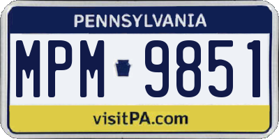 PA license plate MPM9851