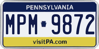 PA license plate MPM9872