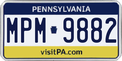 PA license plate MPM9882