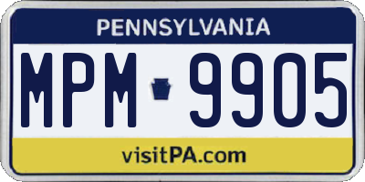 PA license plate MPM9905