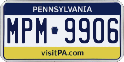 PA license plate MPM9906
