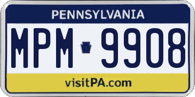 PA license plate MPM9908