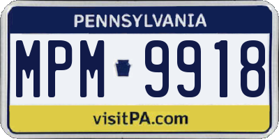 PA license plate MPM9918