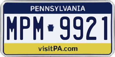 PA license plate MPM9921