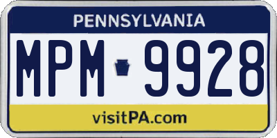 PA license plate MPM9928