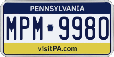 PA license plate MPM9980