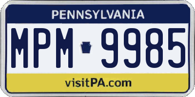 PA license plate MPM9985