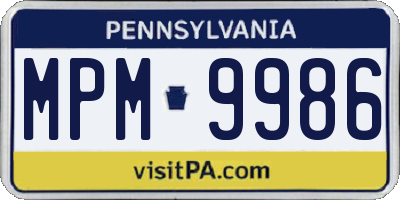 PA license plate MPM9986