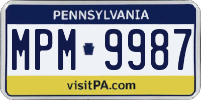 PA license plate MPM9987