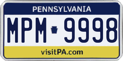 PA license plate MPM9998